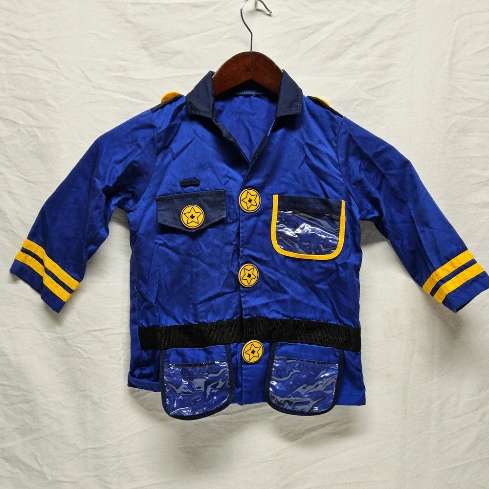 Adventure Factory Costume Set Kids OS Tan Yellow Blue Firefighter Police 5pc Lot